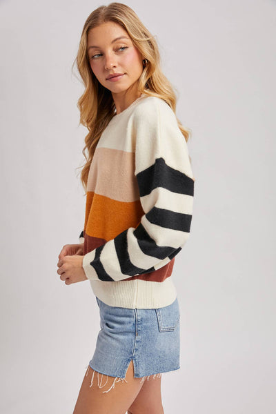 COLOR BLOCK SWEATER PULLOVER