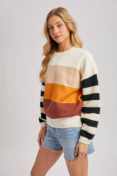 COLOR BLOCK SWEATER PULLOVER