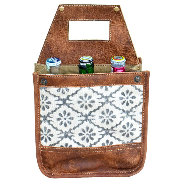 White Canvas Pattern Beer Carrier