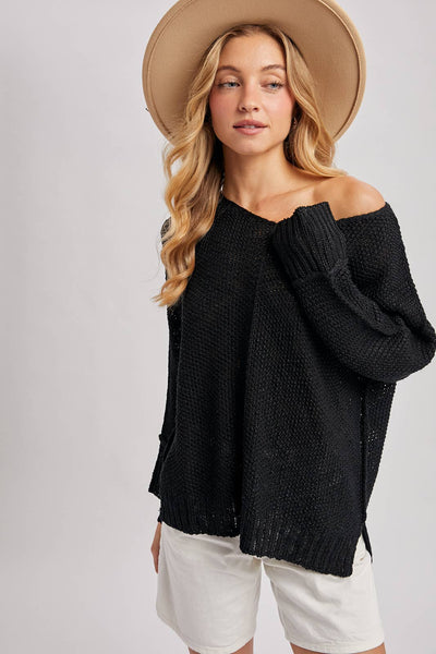 REVERSE SEAM LOOSE FIT SWEATER