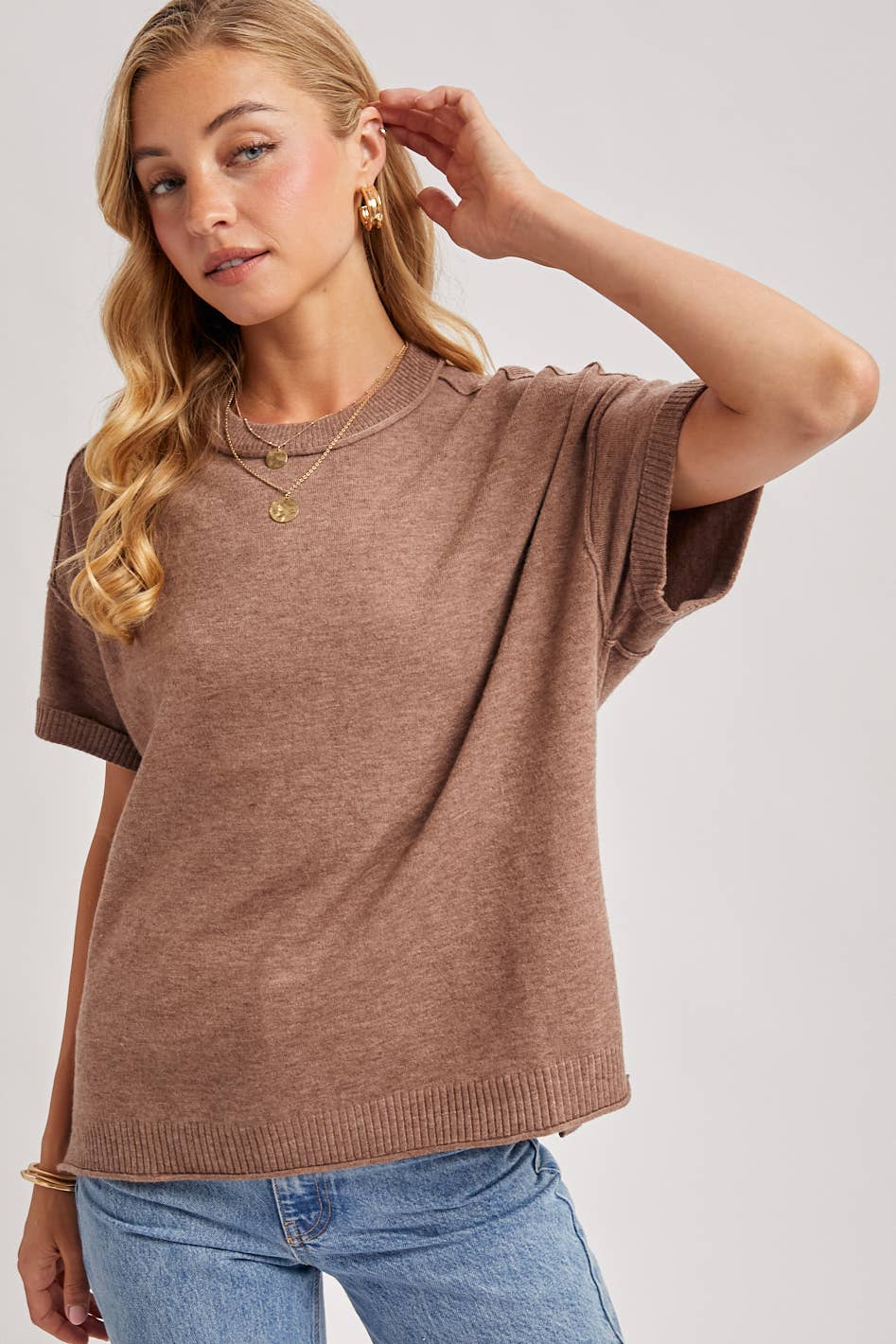 CREW NECK KNIT T-SHIRT