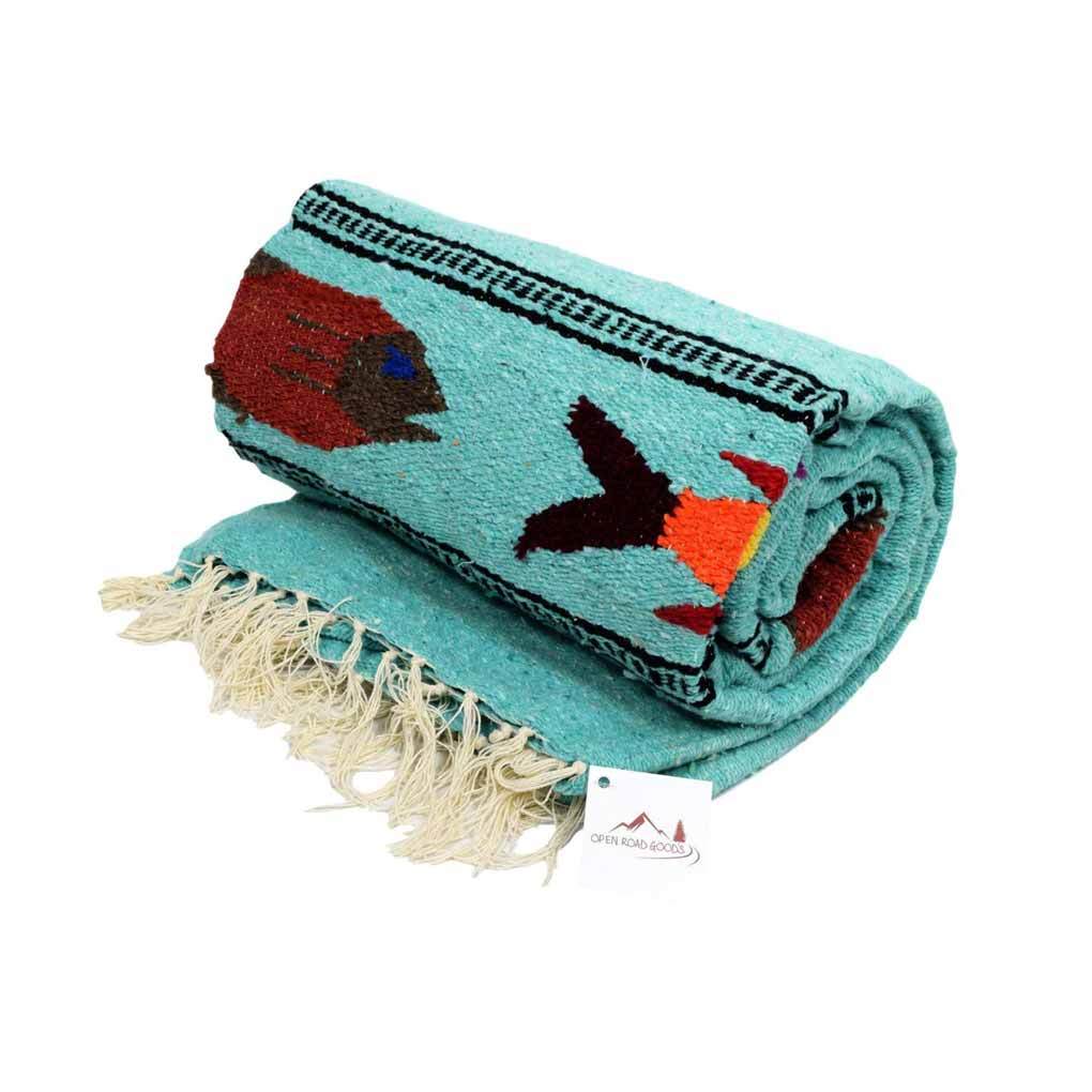 Mint Green Fish Baja Yoga Blanket
