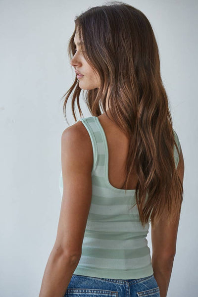 Knit Striped Seamless Padded Tank Top