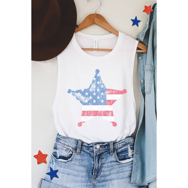 AMERICAN FLAG GRAPHIC TANK TOP