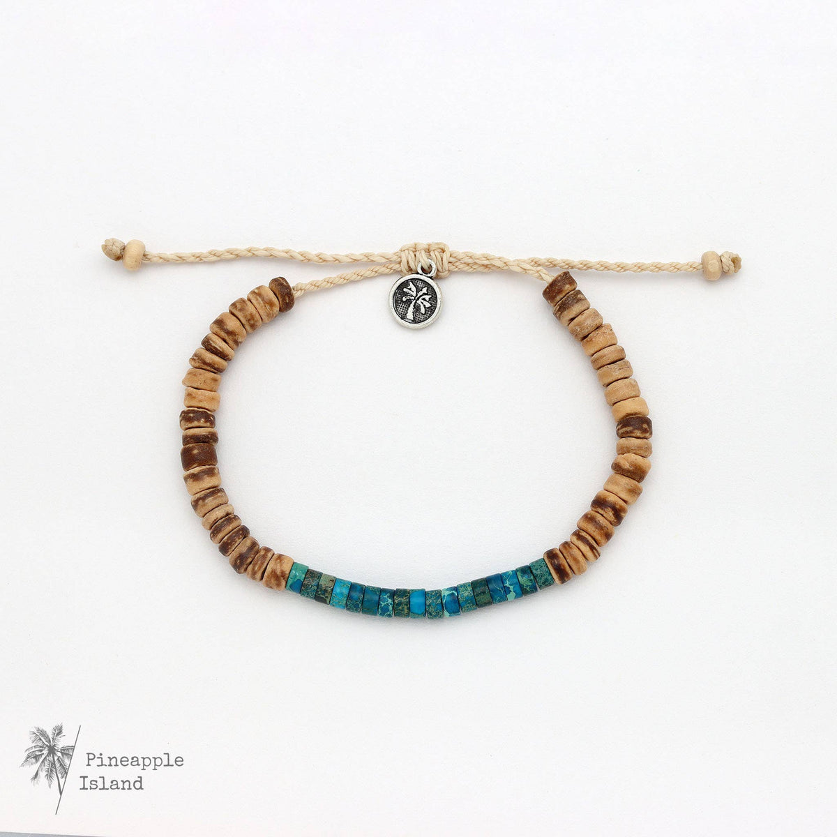 Koʻolau Wood Beaded Bracelet, Natural Stone Beads, Surf