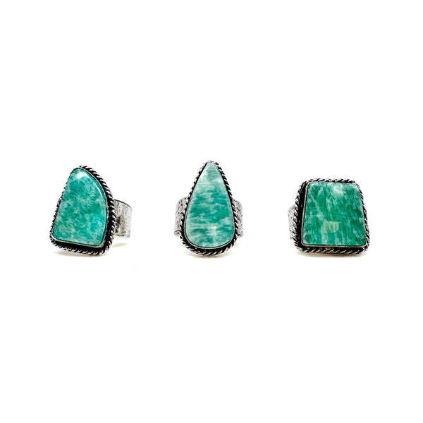 Handcrafted Kashi Semiprecious Stone Ring - Amazonite