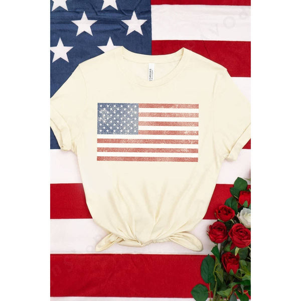 VINTAGE AMERICAN FLAG WASHED GRAPHIC TEE
