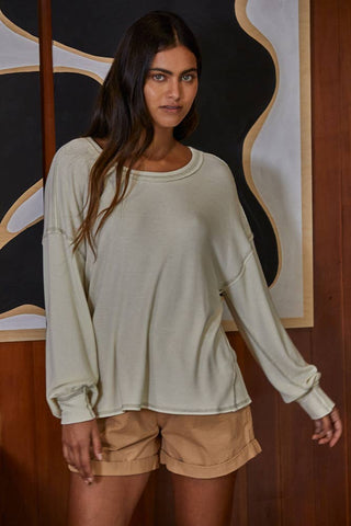 RJ2505 -  Knit Thermal Long Sleeve Loose Fit Top