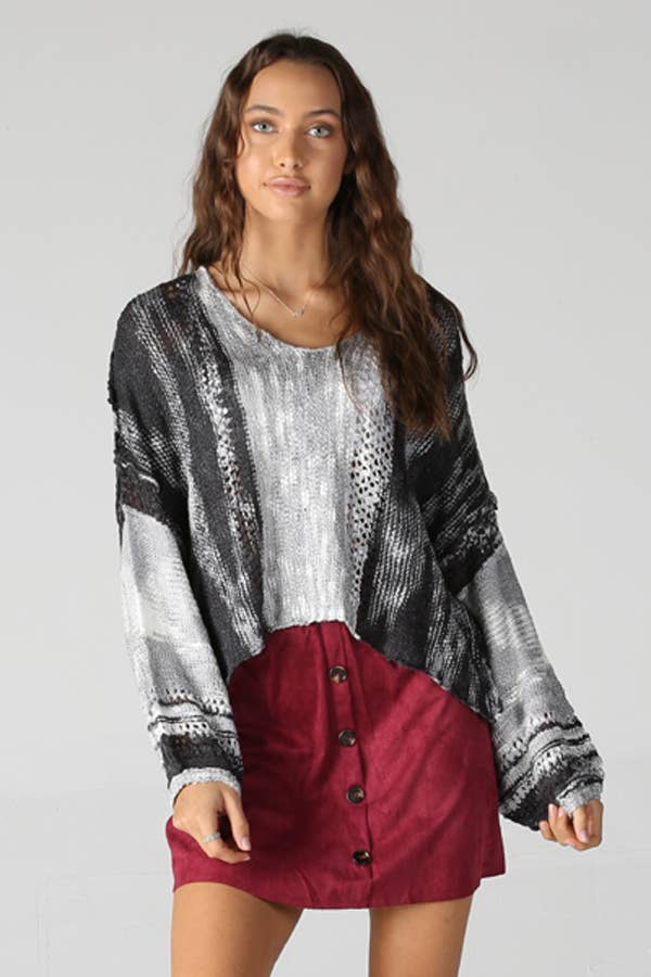 BEACHY LIGHT WEIGHT V NECK CROP PULLOVER SWEATER