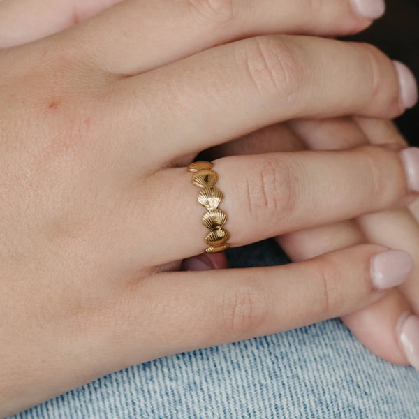 Ocean Treasure Ring, Dainty Waterproof Gold Ring