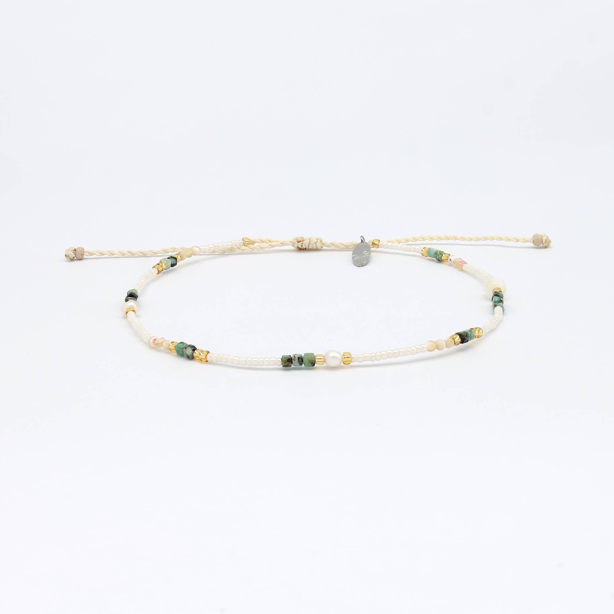 Giada Pelita Beaded Anklet, Adjustable Green Ankle Bracelet