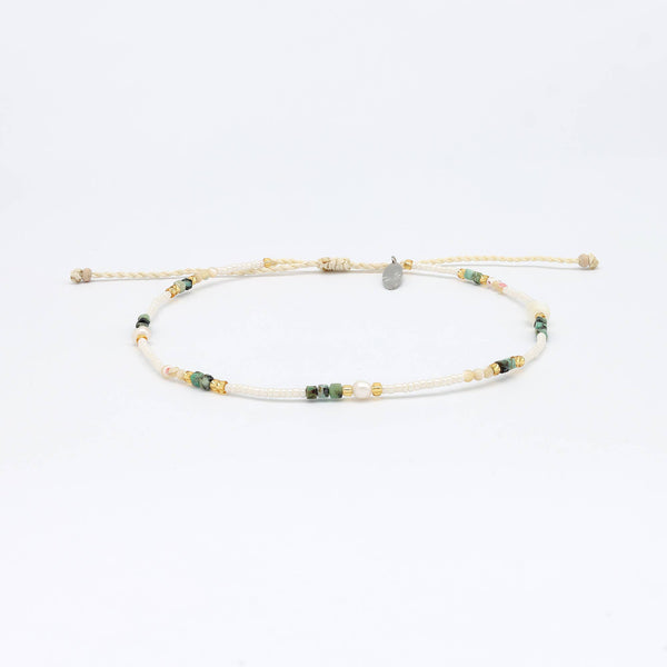 Giada Pelita Beaded Anklet, Adjustable Green Ankle Bracelet