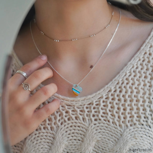 Upcycled Surfite Heart Charm Necklace (drilled version)