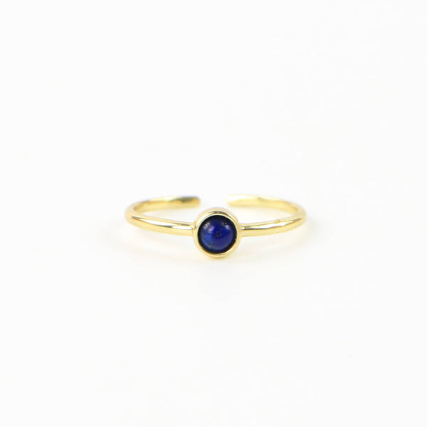 Gemstone Adjustable Ring, Dainty Silver Stacking Ring