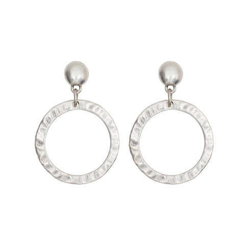 Handmade Hammered Hoop Pewter Earrings - NE1512