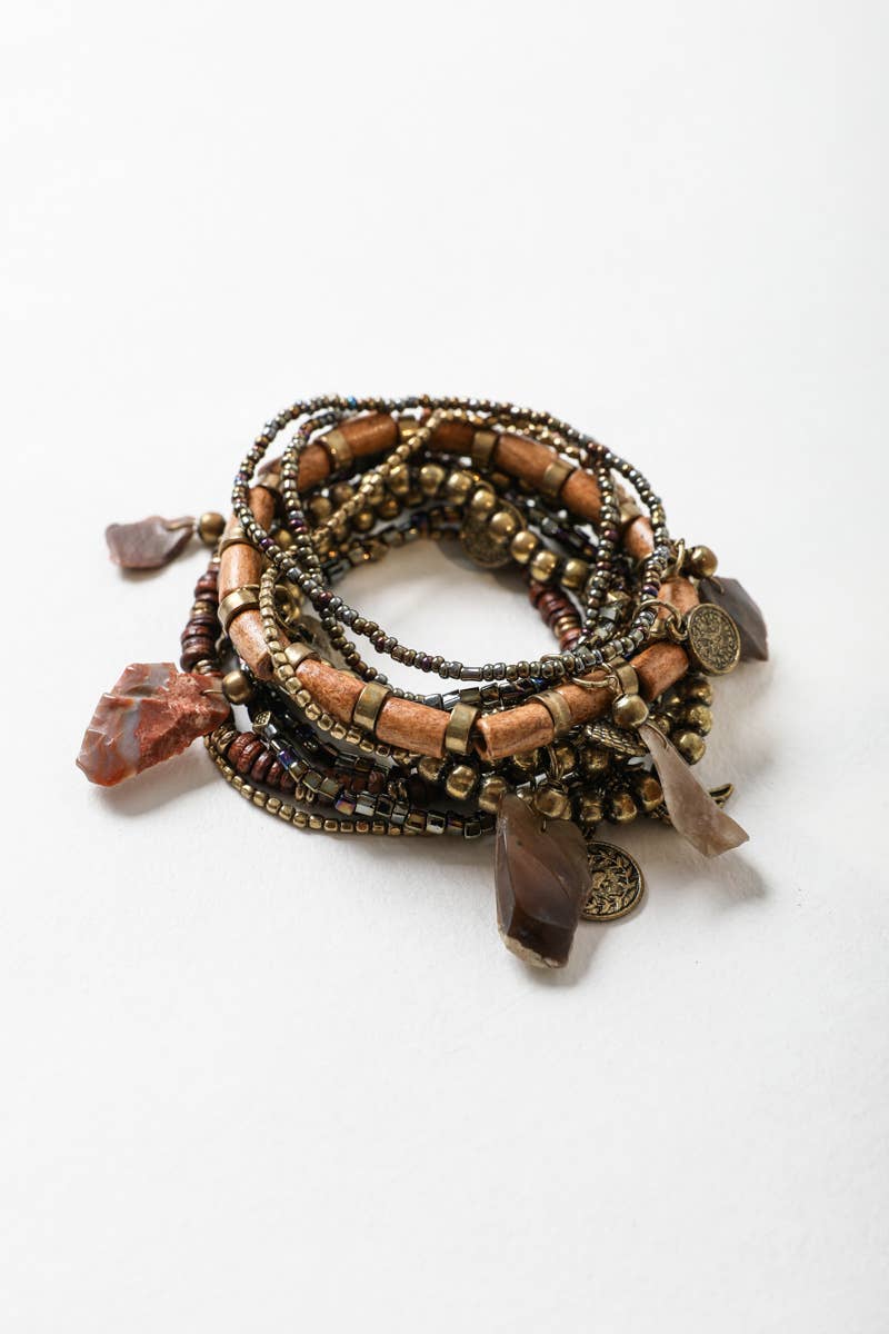 Boho Stone and Bead Stack Bracelet - Bestseller!