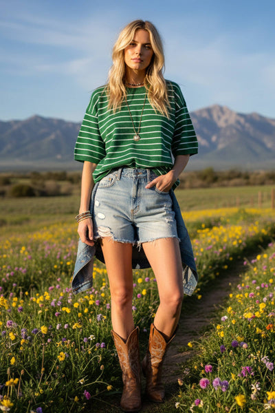 Oversized Lightweight Striped Sweater Top