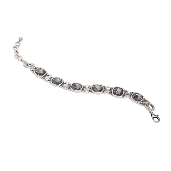Handmade Smoky Crystal Pewter Bracelet - 2911