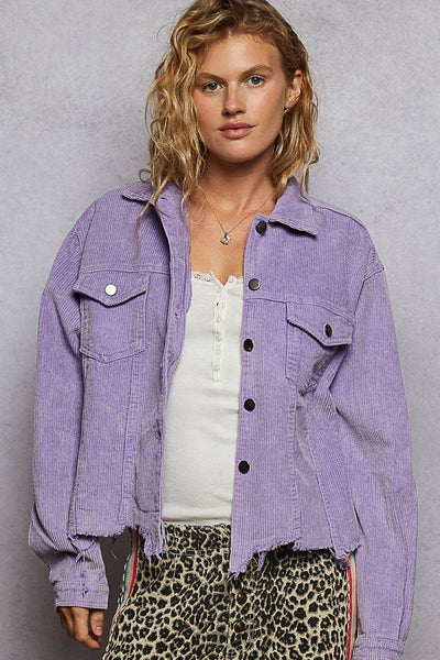 Pocket Front Button Down Corduroy Trucker Jacket