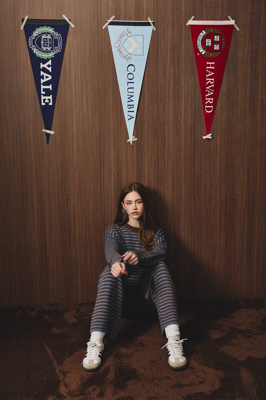 CREW NECK STRIPE SWEATER & WIDE LEG PANTS