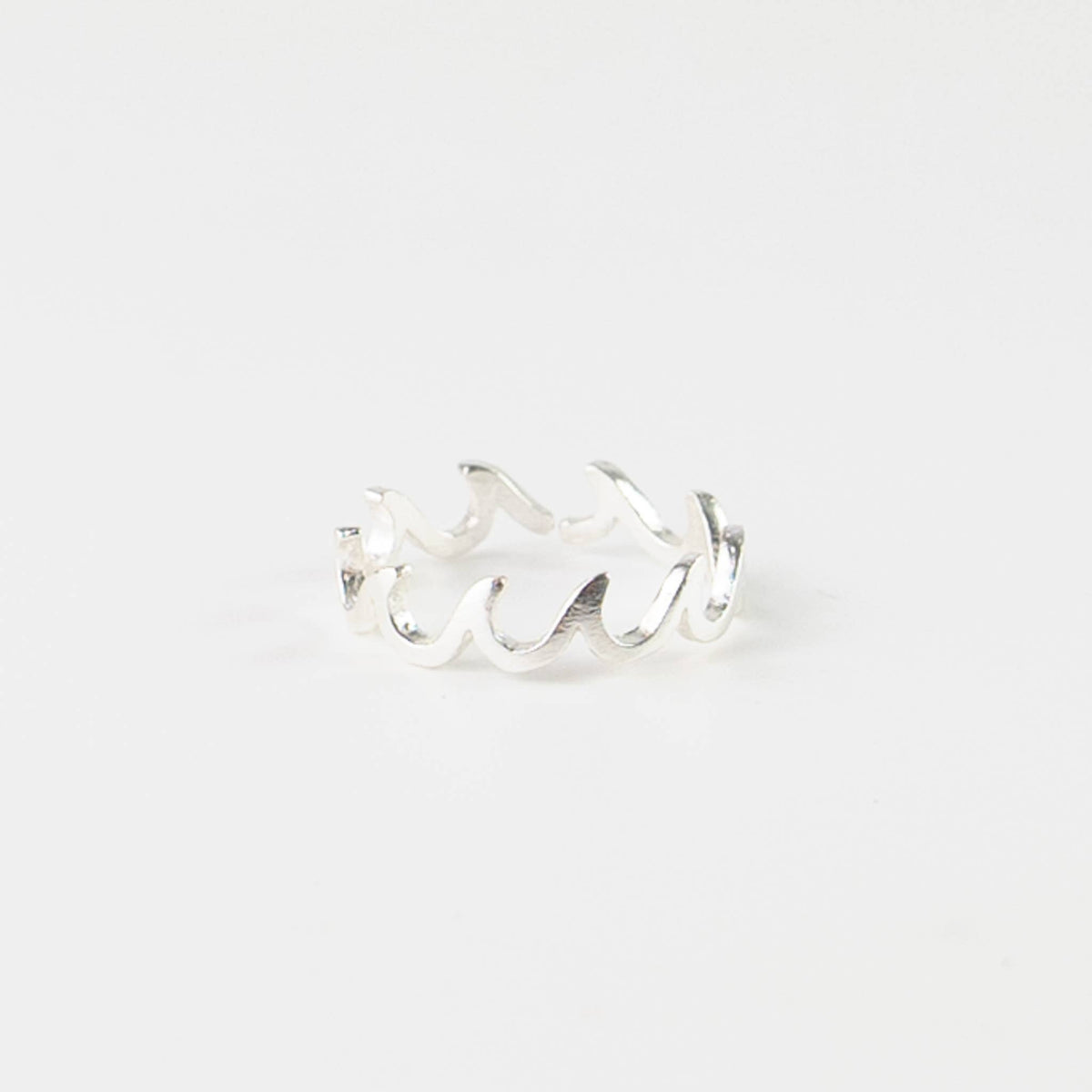 Crashing Wave Ring, Adjustable Dainty Silver Ring