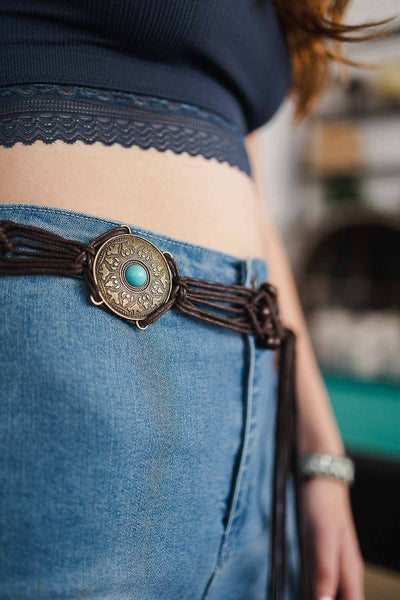 Medallion Macrame Belt - Skinny Style