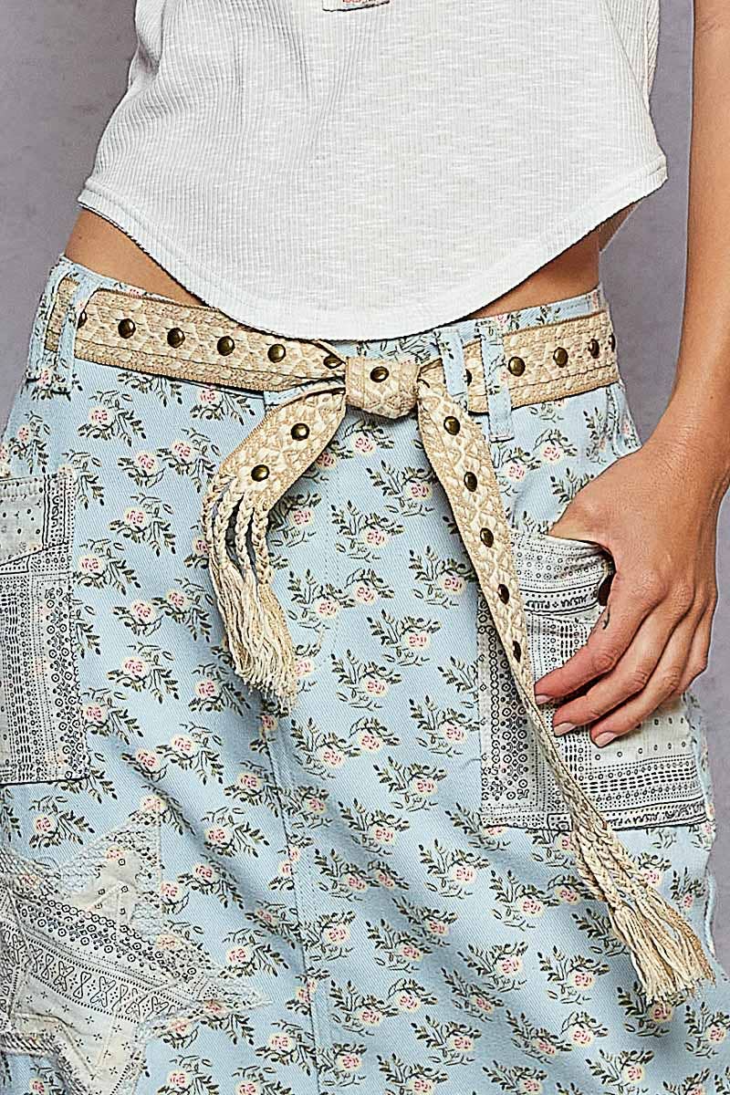 Boho edge studded tassel waist BELT163