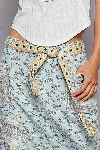 Boho edge studded tassel waist BELT163