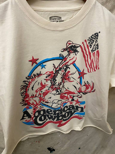 American Cowboy vintage relaxed Crop T-shirt