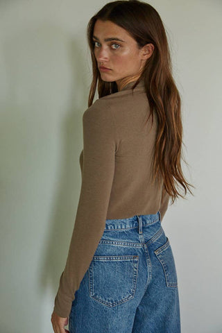 L7464 | Knit Mock Neck Long Sleeve Pullover Top