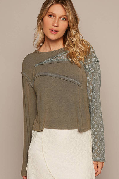 Lace detailed Long Sleeves Top