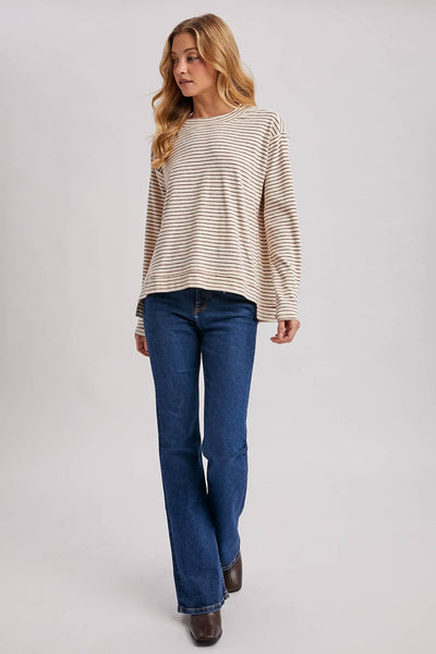 STRIPED CREW NECK  SLOUCHY KNIT TOP