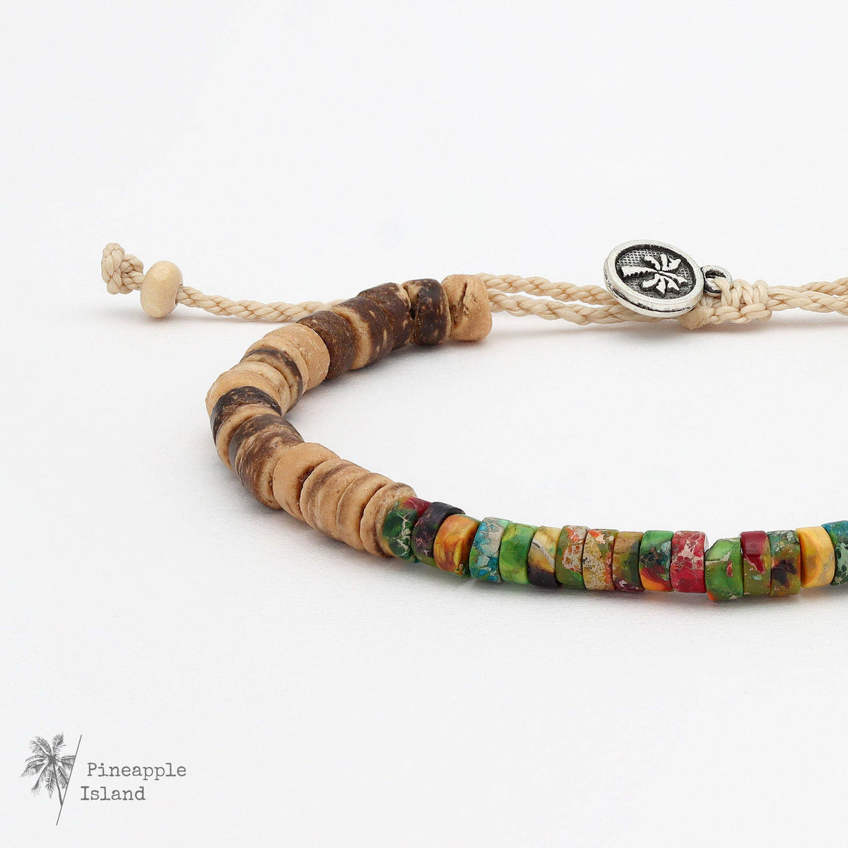 Koʻolau Wood Beaded Bracelet, Natural Stone Beads, Surf