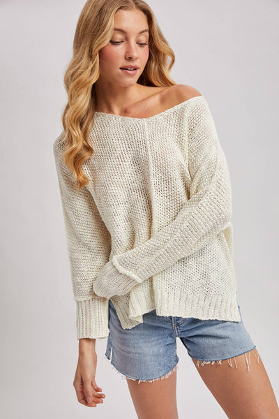 REVERSE SEAM LOOSE FIT SWEATER