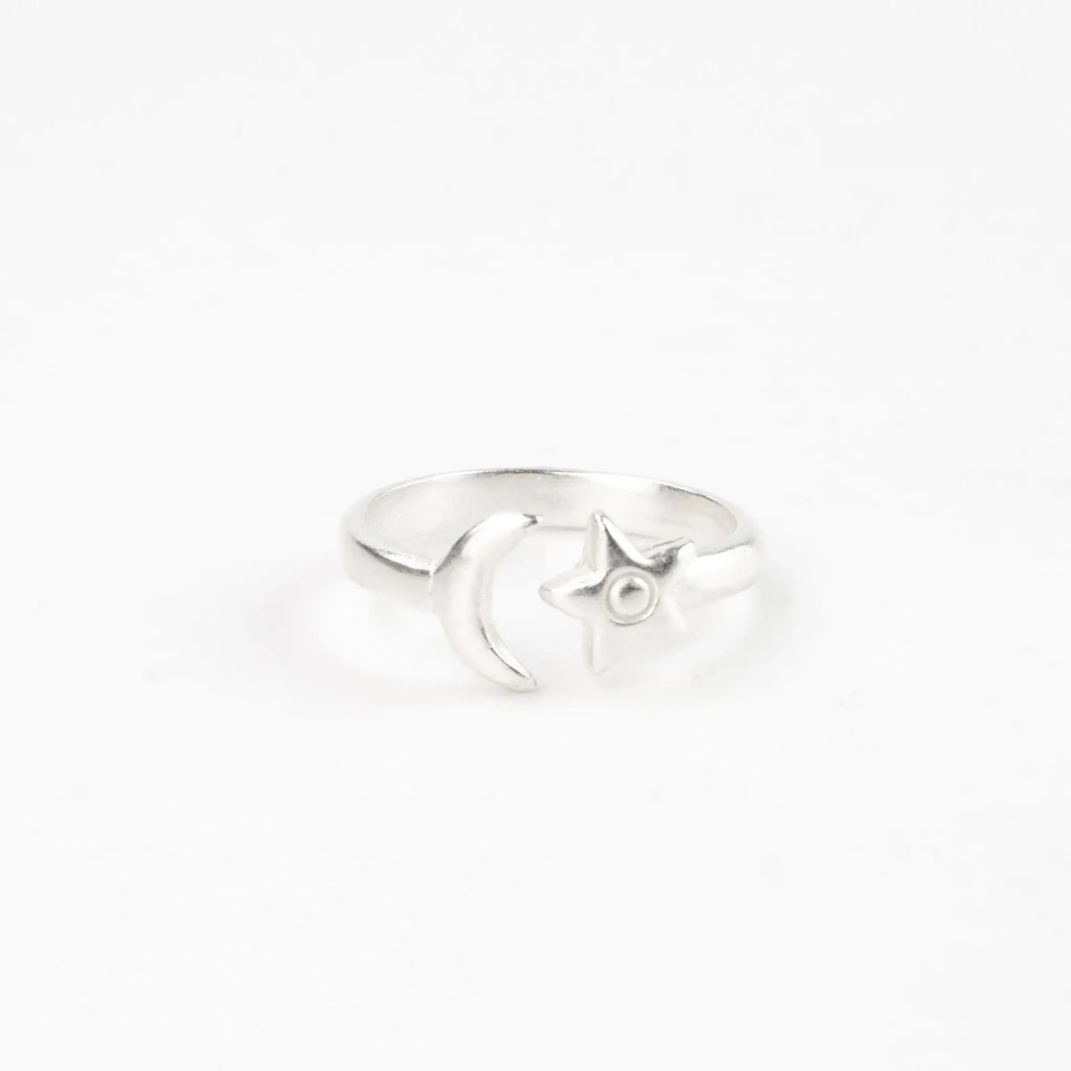 Adjustable Moon And Star Ring, Celestial Silver Ring