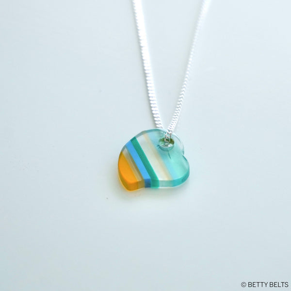 Upcycled Surfite Heart Charm Necklace (drilled version)