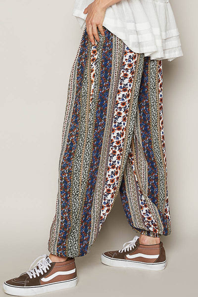 Multi colored printed woven casual pants