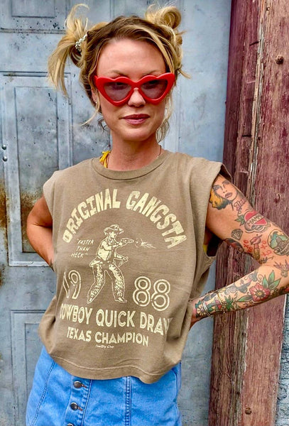 Original Gangsta Boxy Midriff Muscle top