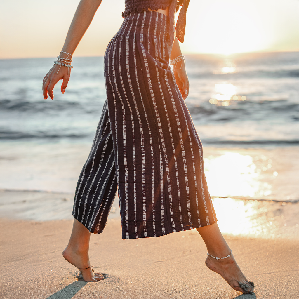Navy Sailor Stripe Lagoon Cropped Pants