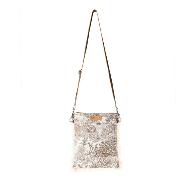 Loom Tapestry vintage Crossbody Bag for Women in white with fringe detail