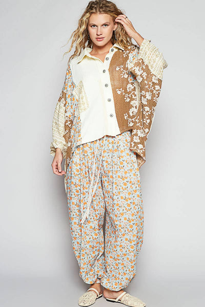Multi colored printed woven casual pants