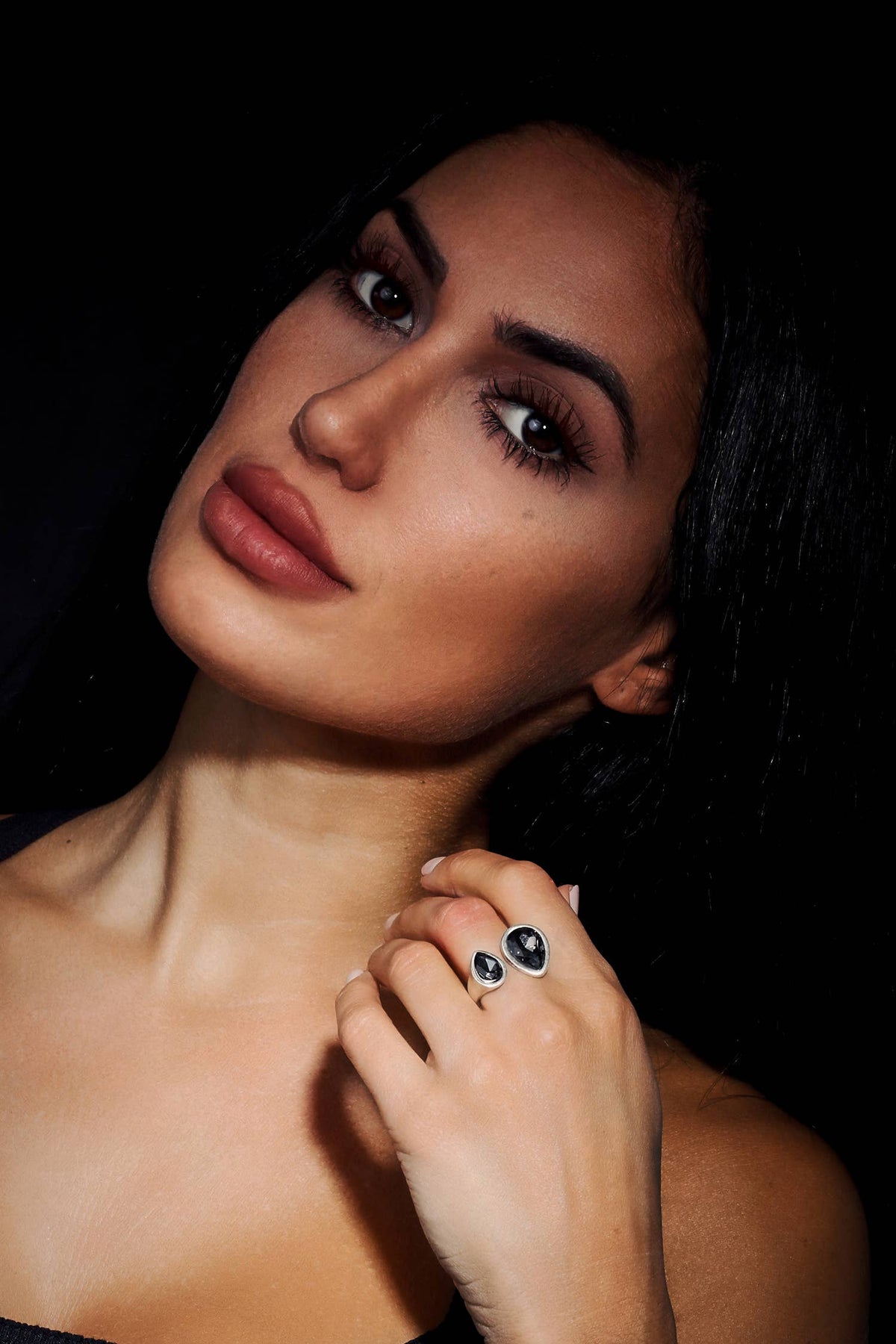 Handmade Crystal Brass Ring - 6845