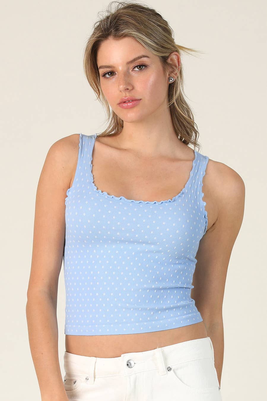 NS8531 - Polka Dot Edge Crop Top