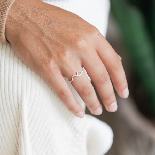 Mountain Adjustable Ring, Minimal Dainty Silver Ring