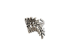 Handmade Leaf Brass Ring In Silver Plated - ZRC-014