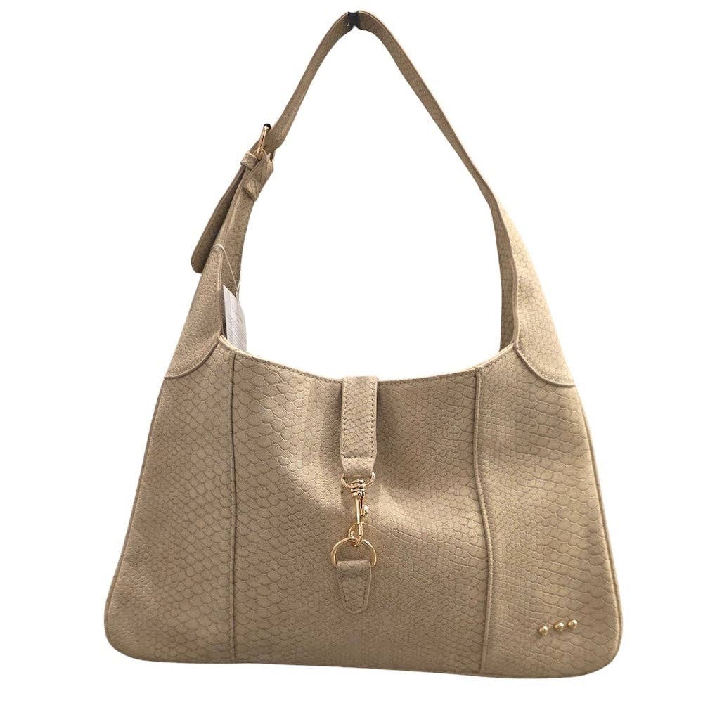 Amie Snake Embossed Shoulder Bag