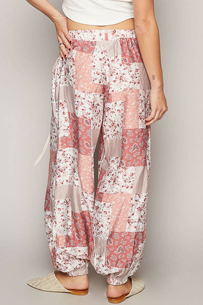 Multi colored printed woven casual pants