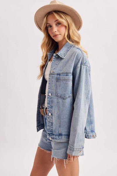 DENIM BUTTON DOWN OVERSIZED JACKET