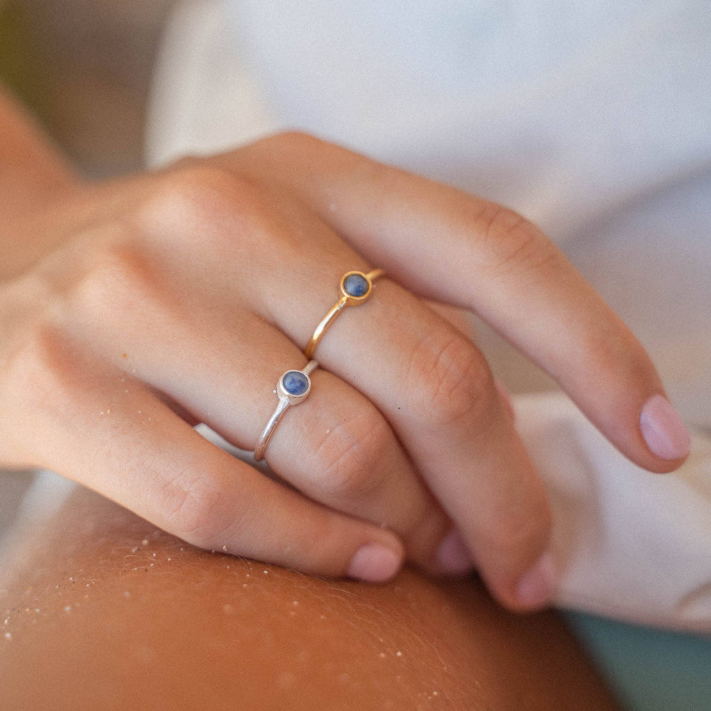 Gemstone Adjustable Ring, Dainty Silver Stacking Ring