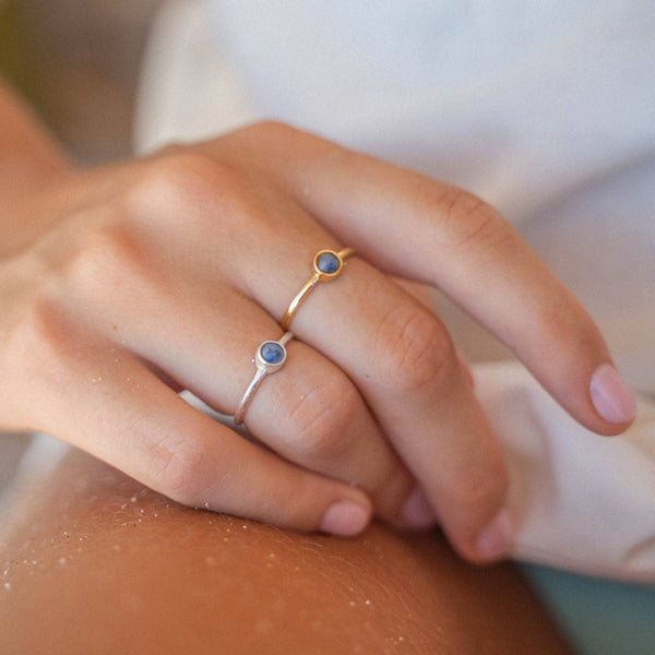 Gemstone Adjustable Ring, Dainty Silver Stacking Ring